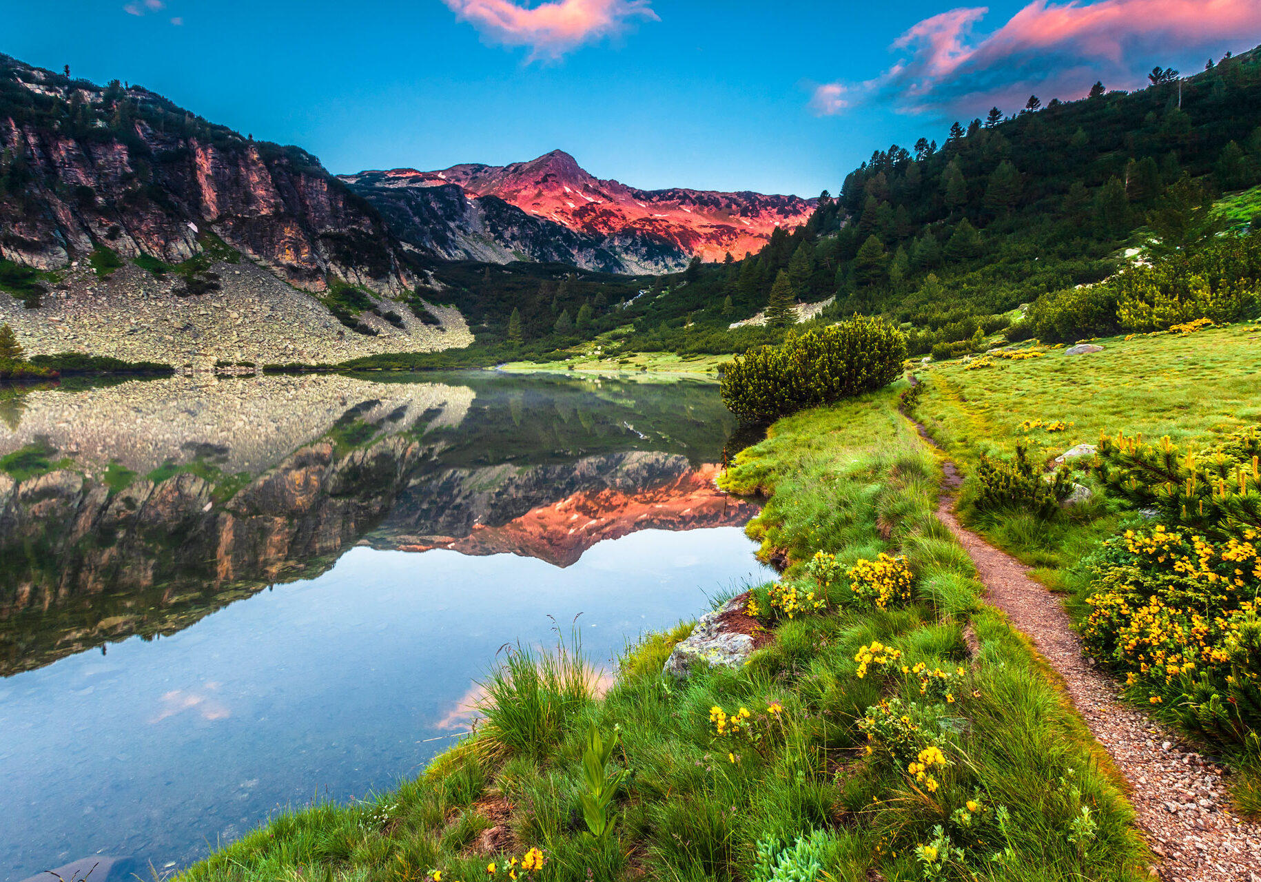 Reflections in a lake in the mountain